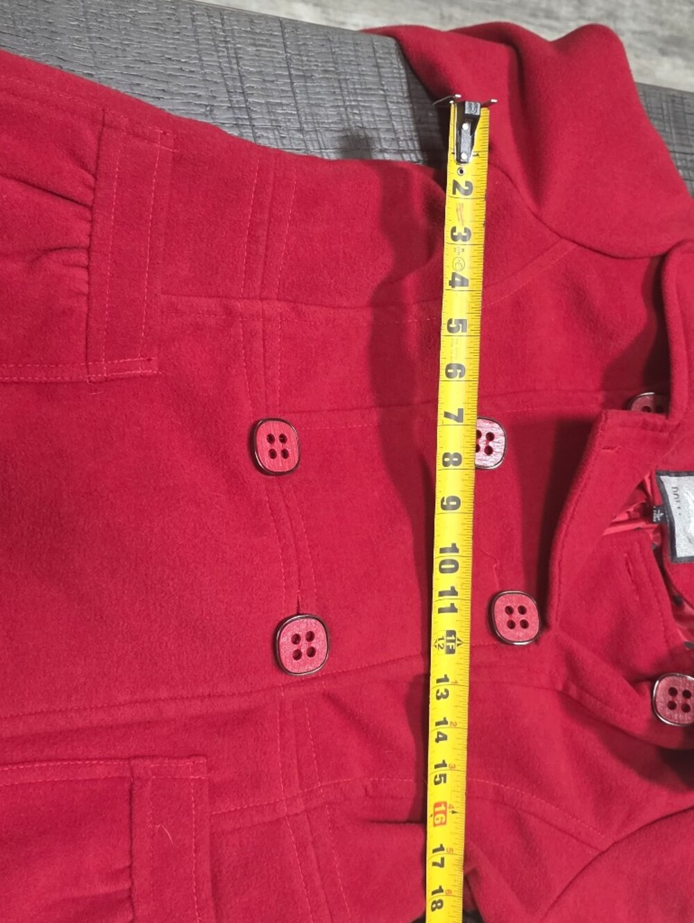 Dollhouse Womens Red Double-Breasted Peacoat Size : Large - Picture 5 of 8